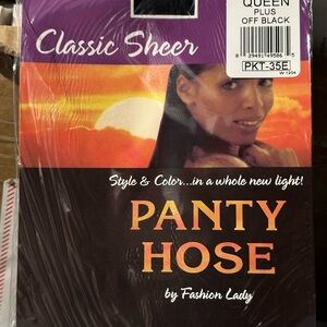 Pack of 6 Classic Sheer - Queen+ - Off Black - Vintage Pantyhose by Fashion Lady